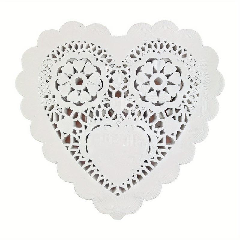 100pcs Heart Paper Doilies Lace Disposable Paper Placemats