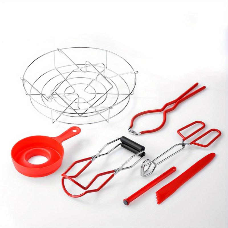 7pcs Wide Mouth Canning Kit, Funnel, Lifter, Wrench, Lid Lifter, Tongs
