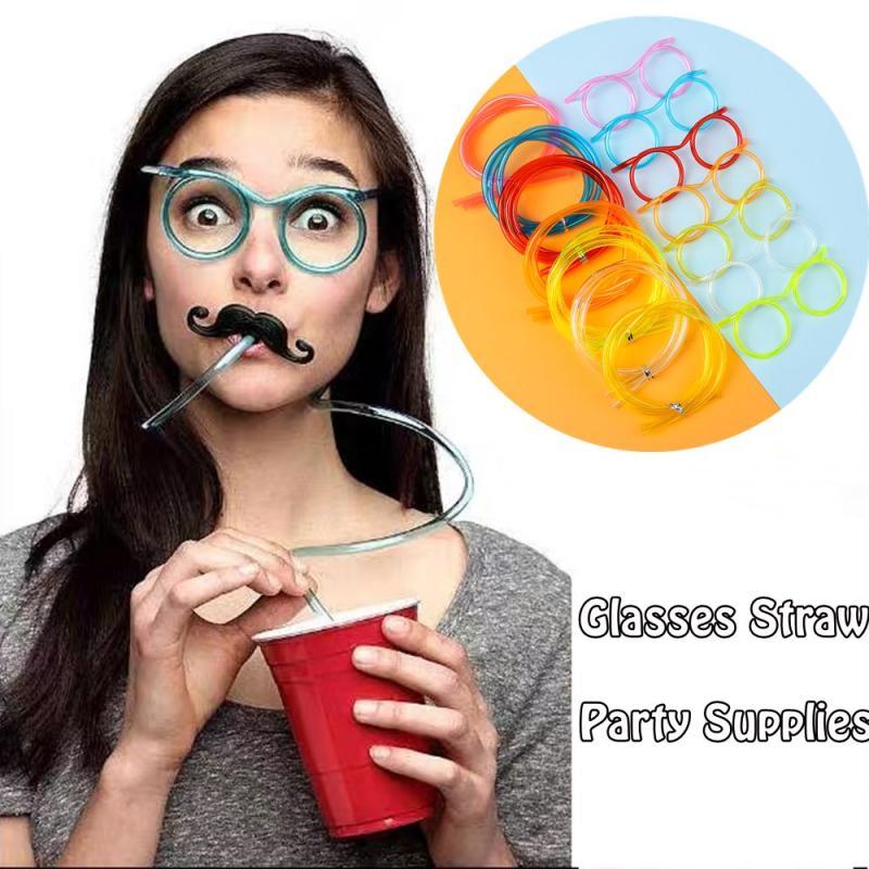 Funny PVC Straw Glasses Flexible Drinking Straws Bar Supplies