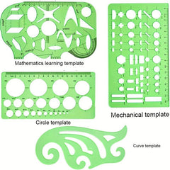 11pcs Geometric Drawings Templates Measuring Rulers Plastic Stencils with Zipper