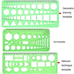 11pcs Geometric Drawings Templates Measuring Rulers Plastic Stencils with Zipper
