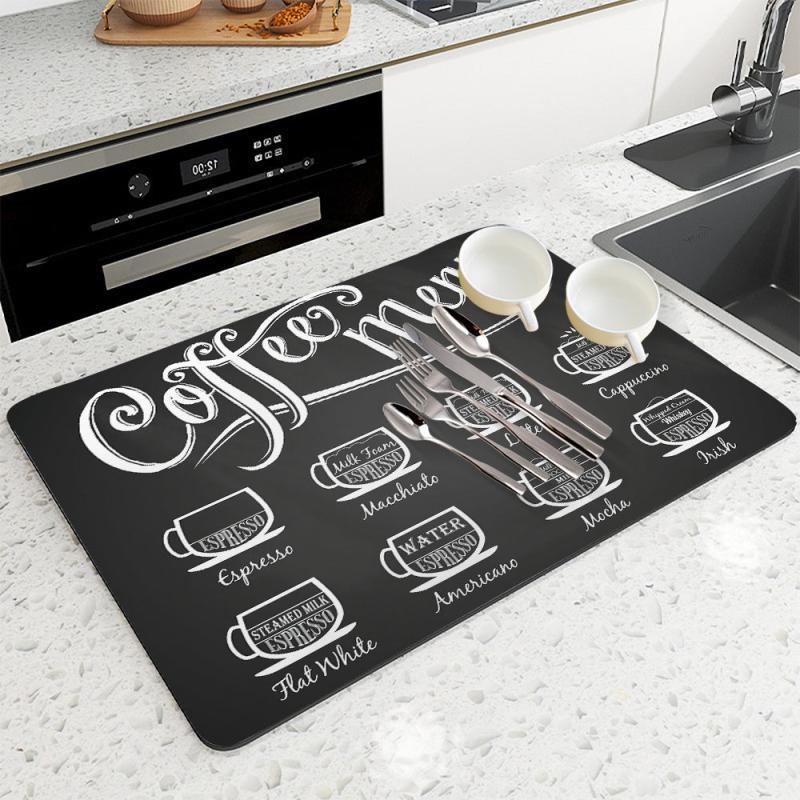 Rubber Dish Drying Pad Absorbent Mat for Kitchen Countertop Washstand