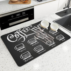 Rubber Dish Drying Pad Absorbent Mat for Kitchen Countertop Washstand