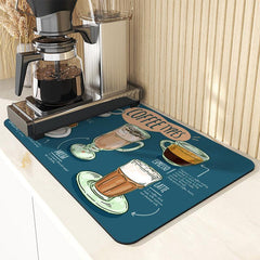 Rubber Dish Drying Pad Absorbent Mat for Kitchen Countertop Washstand