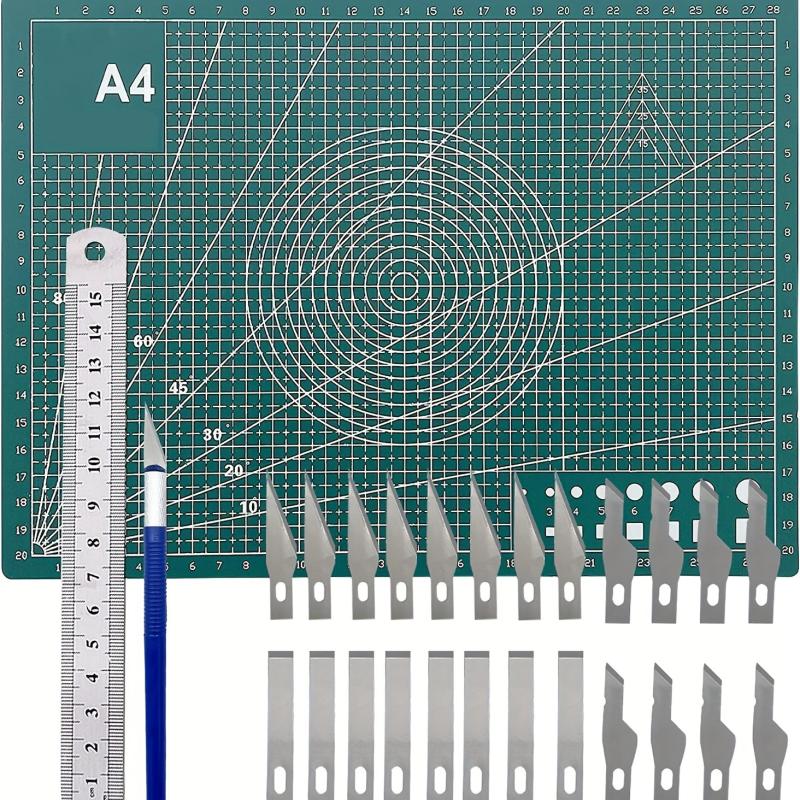 28pc Craft Cutting Stencil Set with A4 Double Sided Mat