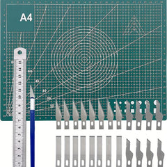 28pc Craft Cutting Stencil Set with A4 Double Sided Mat
