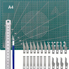 28pc Craft Cutting Stencil Set with A4 Double Sided Mat