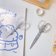 1pc Transparent Scissors Student Office Hand Account Cutting Tool