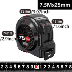 Tape Measure Ruler Durable Construction 7.5m Steel Woodworking Tools