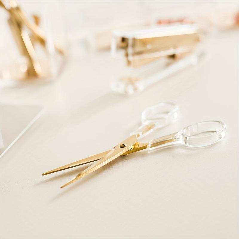 Golden Acrylic Transparent Electroplated Scissors for Office, School, and DIY