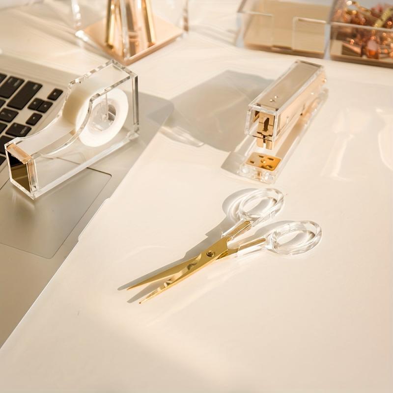 Golden Acrylic Transparent Electroplated Scissors for Office, School, and DIY