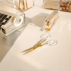 Golden Acrylic Transparent Electroplated Scissors for Office, School, and DIY