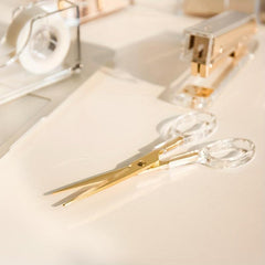 Golden Acrylic Transparent Electroplated Scissors for Office, School, and DIY