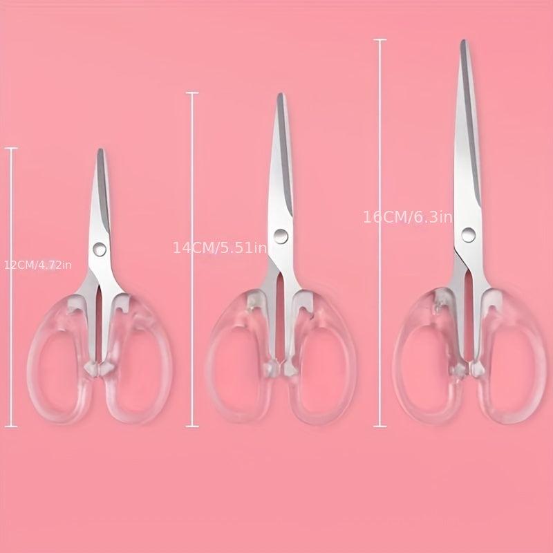 Transparent Stainless Steel Scissors - Crafting and Office Use