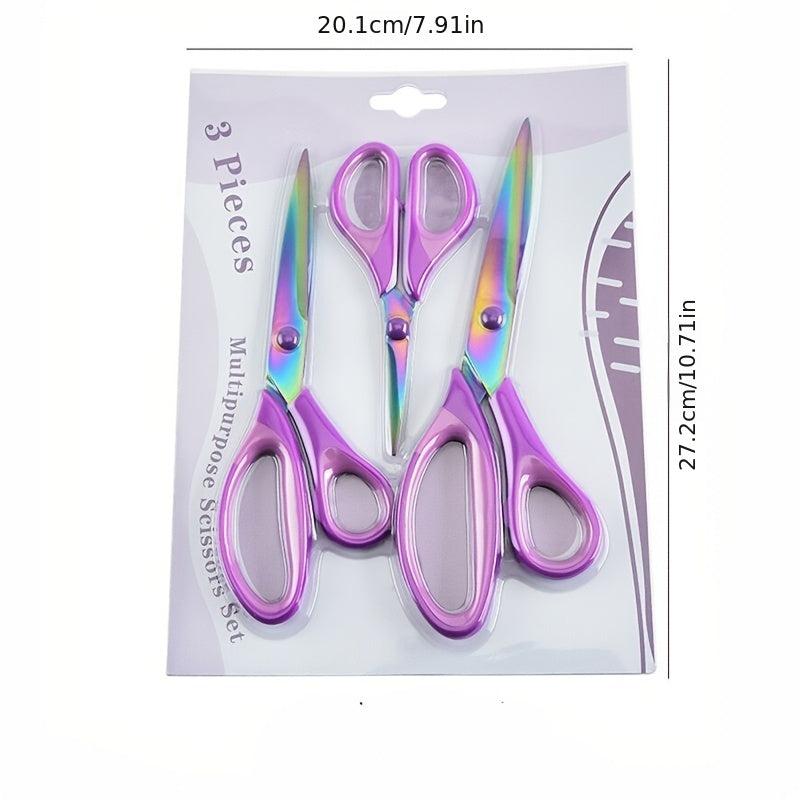 3 Pairs Titanium Sewing Scissors Set Tailor Scissors Embroidery Multipurpose
