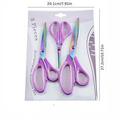 3 Pairs Titanium Sewing Scissors Set Tailor Scissors Embroidery Multipurpose