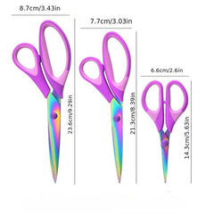 3 Pairs Titanium Sewing Scissors Set Tailor Scissors Embroidery Multipurpose