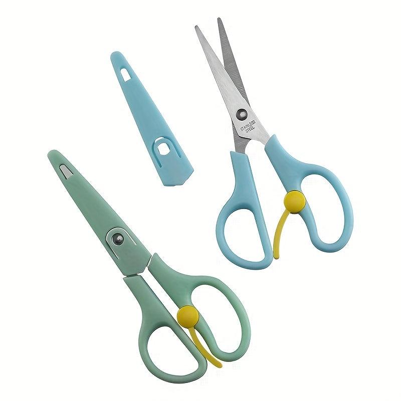 2pcs Stainless Steel Scissors With Protective Cover for School, Office, Home