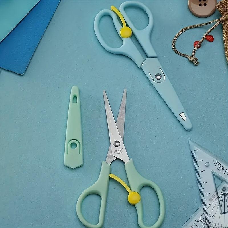 2pcs Stainless Steel Scissors With Protective Cover for School, Office, Home
