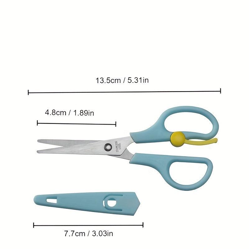 2pcs Stainless Steel Scissors With Protective Cover for School, Office, Home