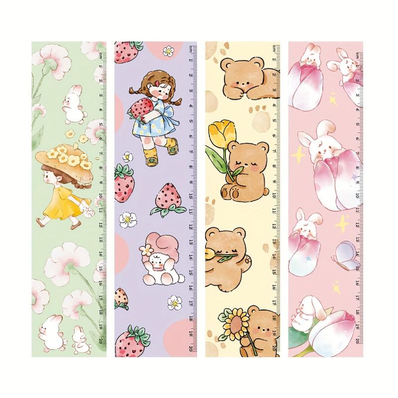 4pcs Cartoon Straight Ruler Pack Creative Scale For Students Stationery