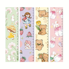 4pcs Cartoon Straight Ruler Pack Creative Scale For Students Stationery