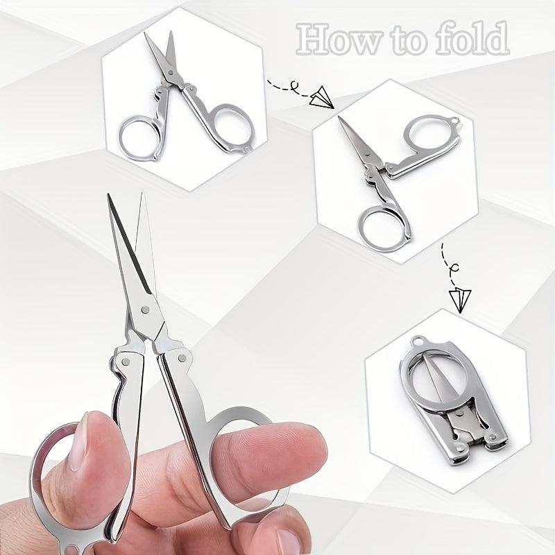 2pcs Stainless Steel Small Scissors Pocket Portable Foldable Travel Scissors
