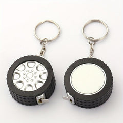 Compact 1M Steel Tape Keychain for Tire Measurement