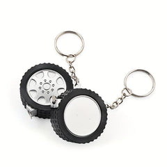 Compact 1M Steel Tape Keychain for Tire Measurement