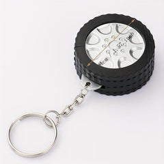 Compact 1M Steel Tape Keychain for Tire Measurement
