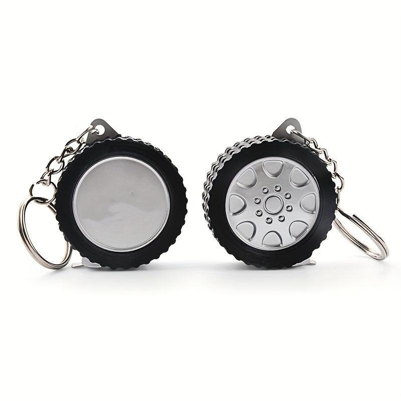 Compact 1M Steel Tape Keychain for Tire Measurement