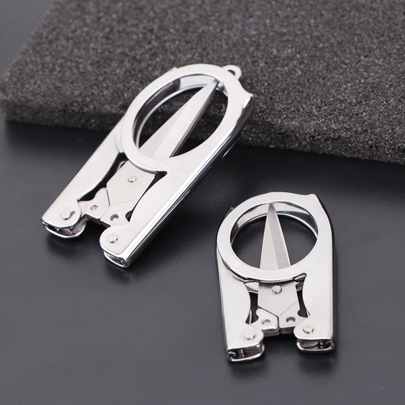 Stainless Steel Folding Scissors Travel Scissors Convenient Hangable Fishing Sci