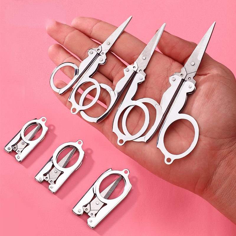 Stainless Steel Folding Scissors Travel Scissors Convenient Hangable Fishing Sci