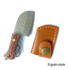 Mini Stainless Steel Pocket Knife w/ Wood Handle & Key Buckle