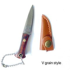 Mini Stainless Steel Pocket Knife w/ Wood Handle & Key Buckle