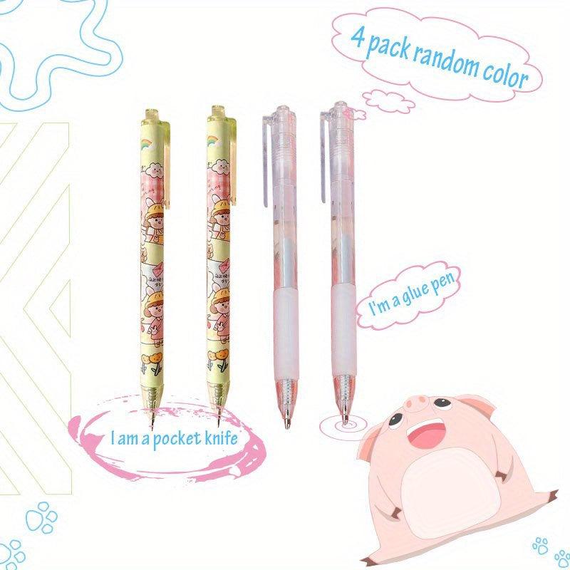 Pack Of 4 Fine Tools Pen Set Easy To Carry Press Type Pen