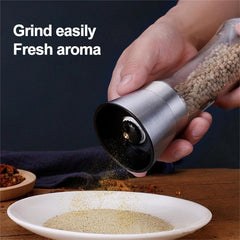 2pcs Pepper Grinder Sea Salt Ginder Glass Spice Mill Manual Pepper Mil