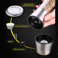 2pcs Pepper Grinder Sea Salt Ginder Glass Spice Mill Manual Pepper Mil