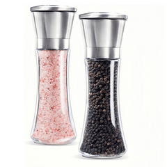 2pcs Pepper Grinder Sea Salt Ginder Glass Spice Mill Manual Pepper Mil