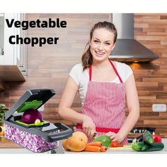 14pcs Veggie and Fruit Slicer with Container Manual Chopper