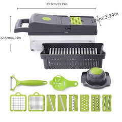 14pcs Veggie and Fruit Slicer with Container Manual Chopper