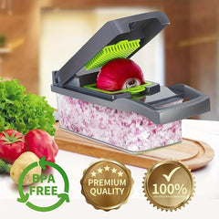14pcs Veggie and Fruit Slicer with Container Manual Chopper