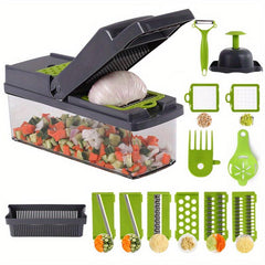 14pcs Veggie and Fruit Slicer with Container Manual Chopper