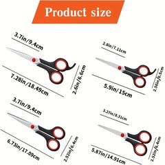 4pcs Stainless Steel Scissors All Purpose Ergonomic Comfort Grip Sharp Scissors