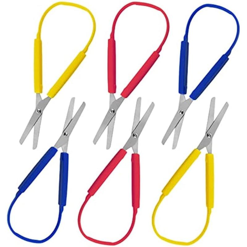 6pcs Loop Scissors for DIY Crafts with Easy Grip Handles