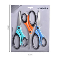 Multipurpose 21 Scissors 3 Pack Extra Sharp Blades Comfort Grip Handles - Sturdy