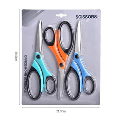 Multipurpose 21 Scissors 3 Pack Extra Sharp Blades Comfort Grip Handles - Sturdy
