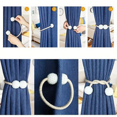 Magnetic Curtain Tiebacks with Pearl Ball Window Holdbacks - 5 Options