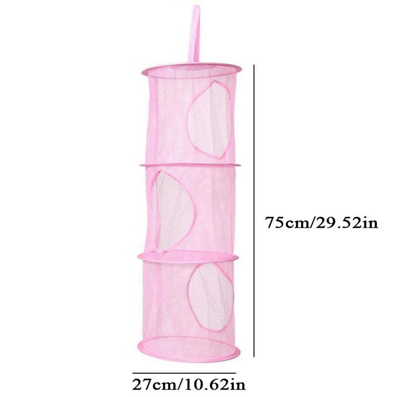 Three Layer Hanging Basket Toy Storage Hammock Organizer Baskets