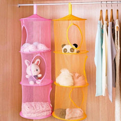 Three Layer Hanging Basket Toy Storage Hammock Organizer Baskets